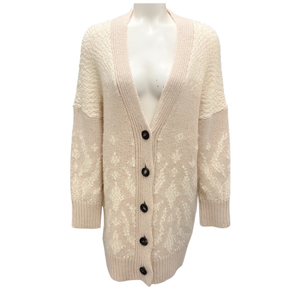 PESERICO BEIGE / CREAM OVERSIZED KNIT CARDIGAN SWEATER - Picture 1 of 6